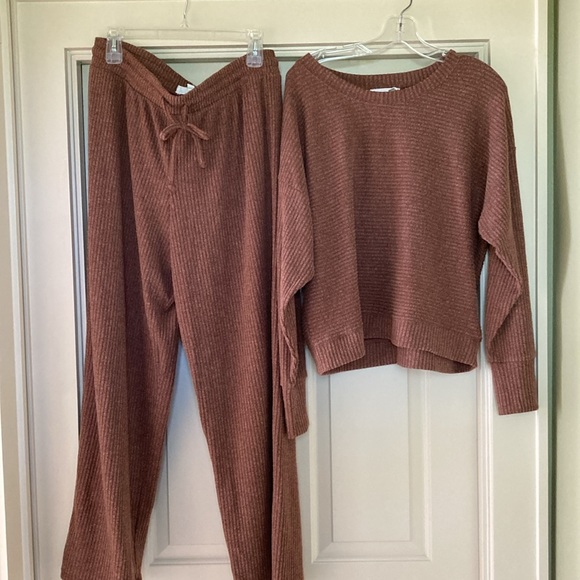 Pink Rose High waist bottoms with sweater pajamas/loungewear XL - Picture 1 of 9